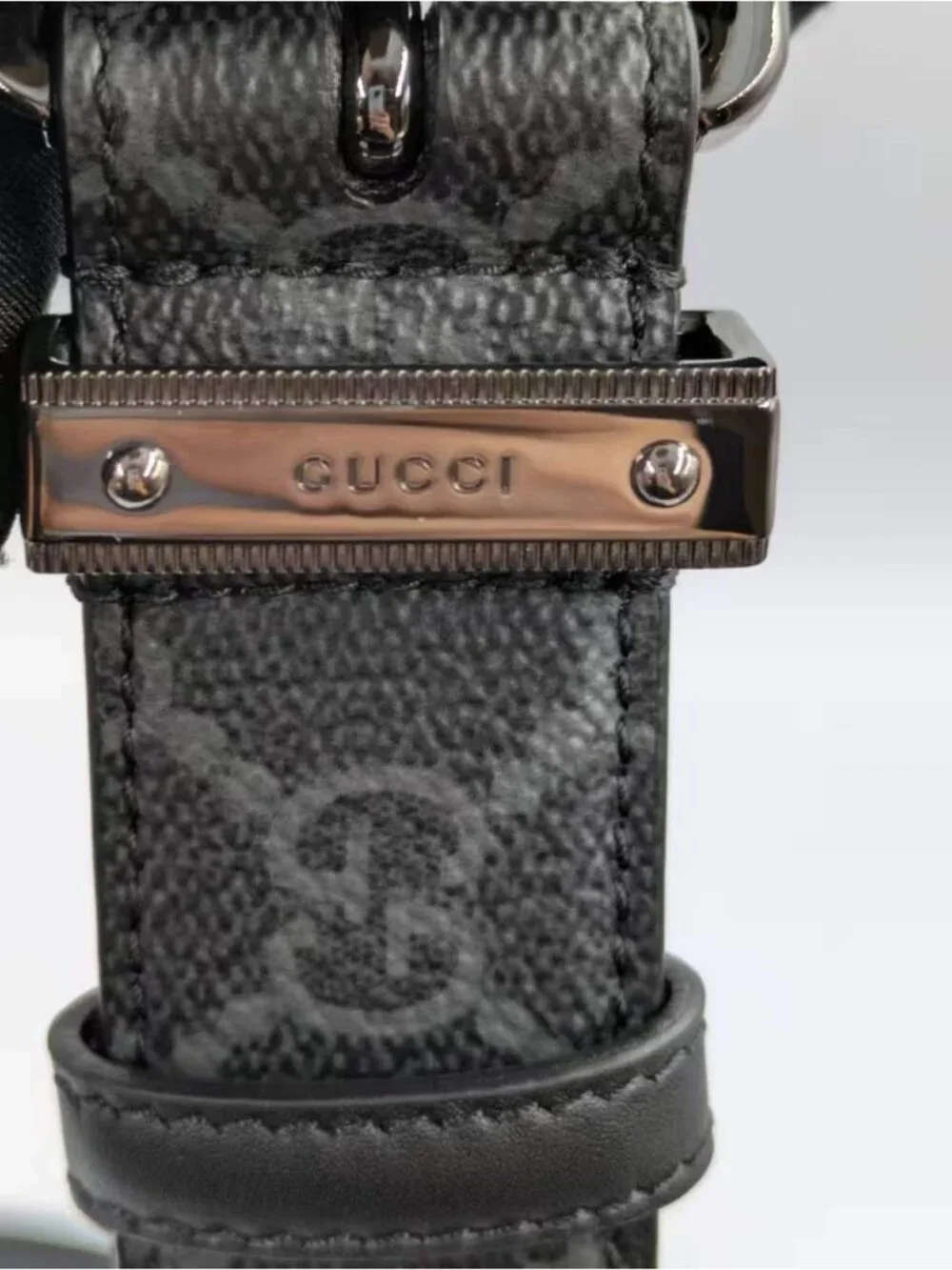 Gucci Men’s GG Supreme Coated Canvas W3cm Monogrammed Belt Black 85cm 822150